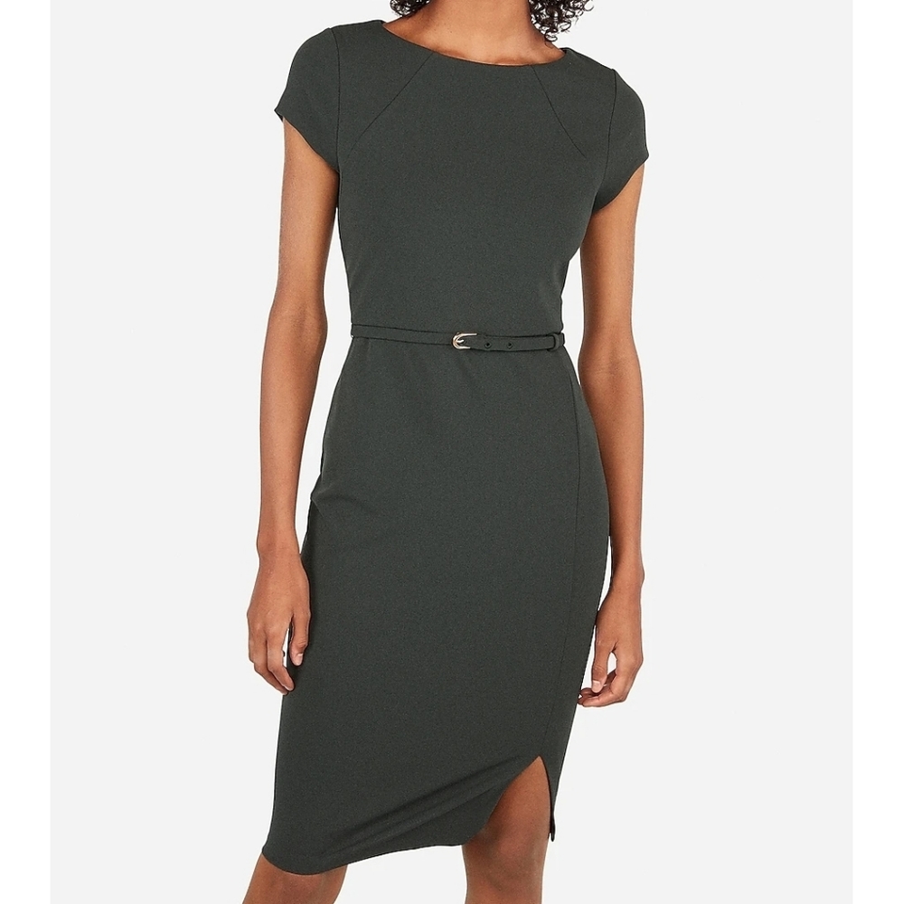 Forest green Express belted dress size 2